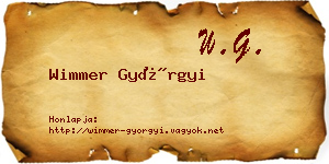 Wimmer Györgyi névjegykártya
